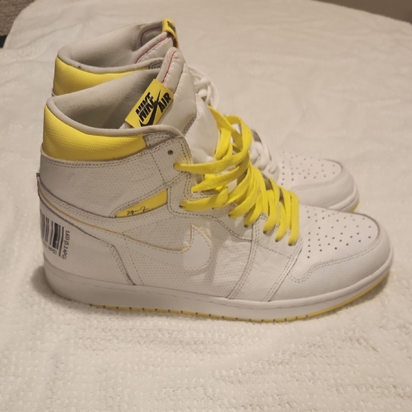 Nike Air High-Top Sneakers in White and Yellow